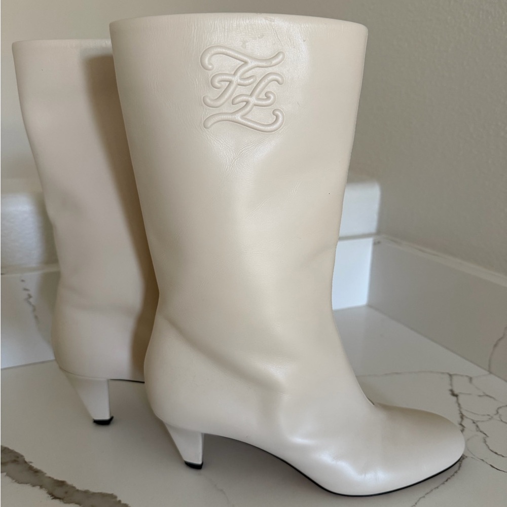 Fendi Cream Heeled Boots